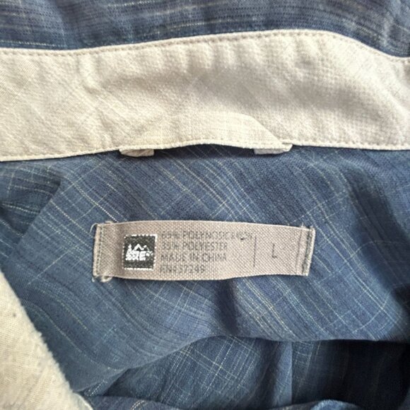 REI Mens Short Sleeve Button-Up Shirt Large Gray Space Dye Casual Lightweight - Picture 3 of 7